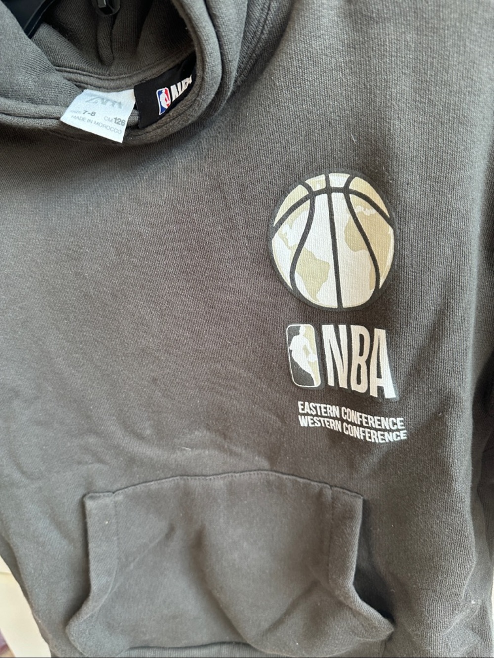 NBA Kids Gray Hoodie with White Basketball Logo - Picture 3 of 5
